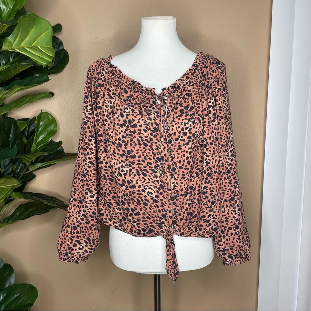 Rewind Leopard Print Off Shoulder Top Size XL